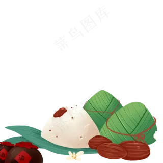 卡通端午节各色吃食免扣图