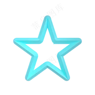 青色立体五角星边框