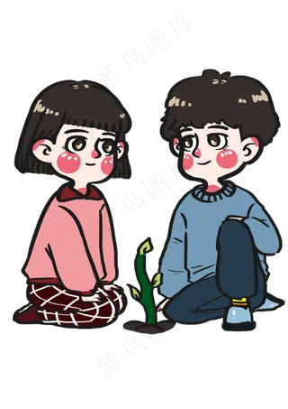 植树节看着幼苗快乐健康的成长卡