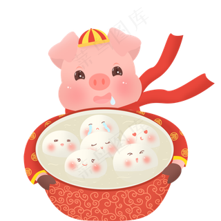元宵节手绘碗装汤圆,免抠元素