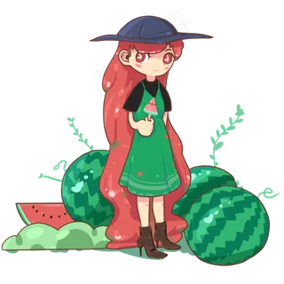 夏季吃西瓜女孩