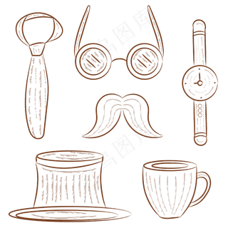 父亲节手绘物品