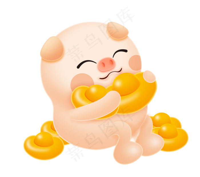 手绘新年可爱小猪插画,免抠元素