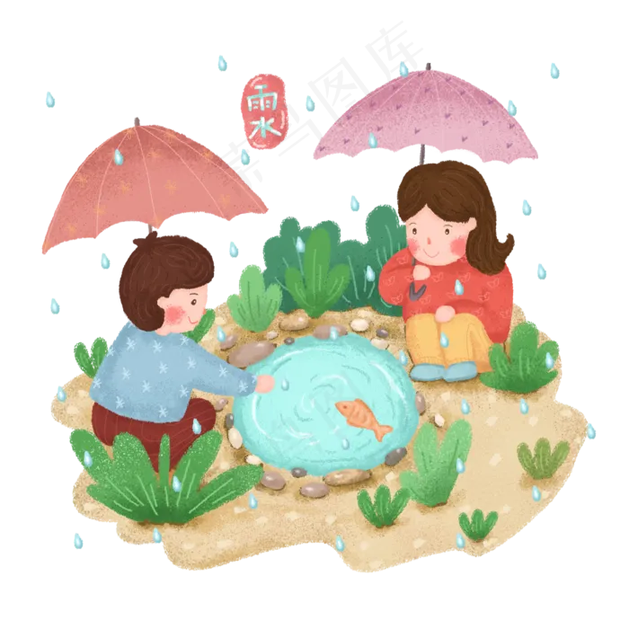雨水人物场景PNG免抠图(2400X2400(DPI:300))psd模版下载