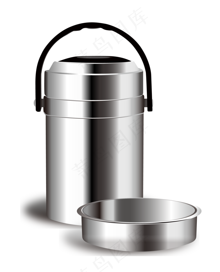 银灰色不锈钢饭盒,免抠元素