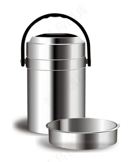 银灰色不锈钢饭盒,免抠元素