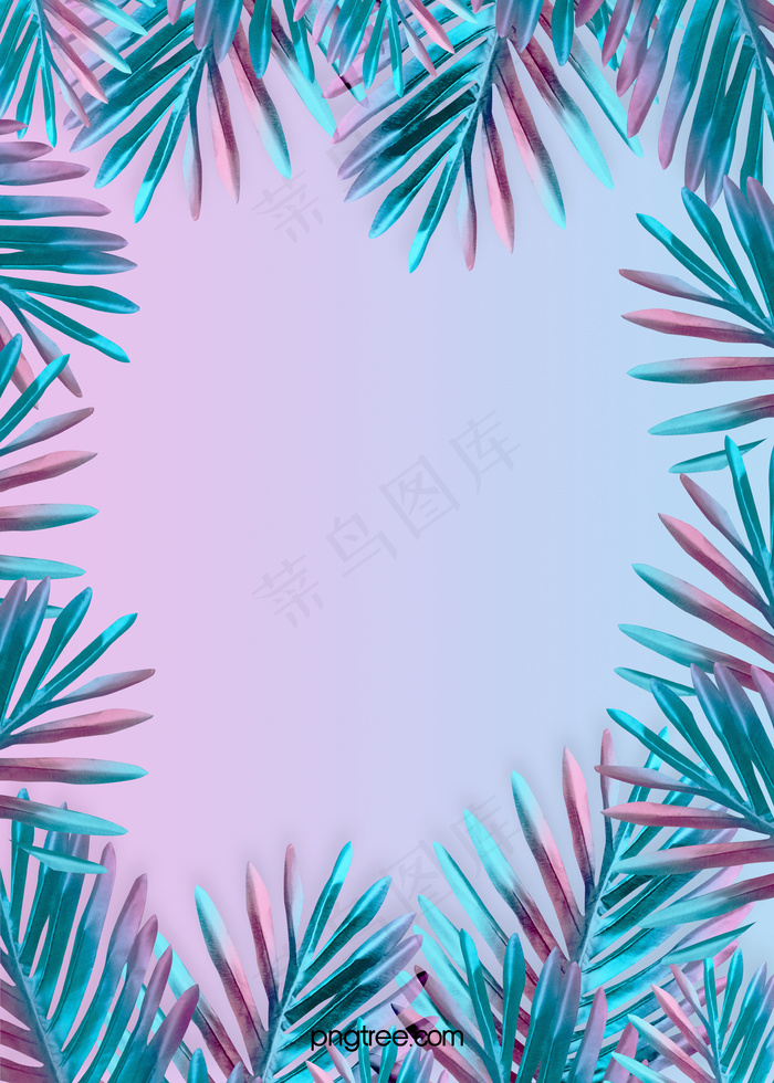 夏季植物创意质感边框背景