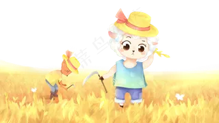 五一劳动节麦田小羊