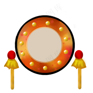 手绘卡通年货节新春锣鼓盛宴,免抠元素