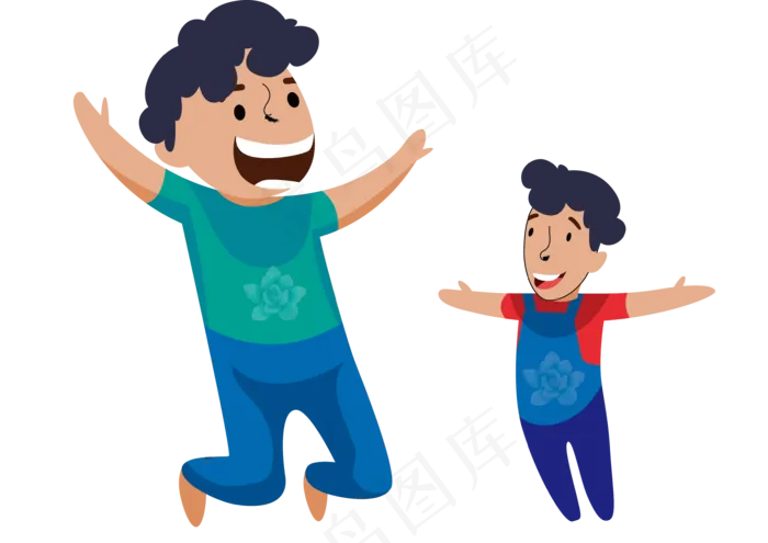 父亲节一对高兴跳跃的父子(2880X1620(DPI:300))ai矢量模版下载