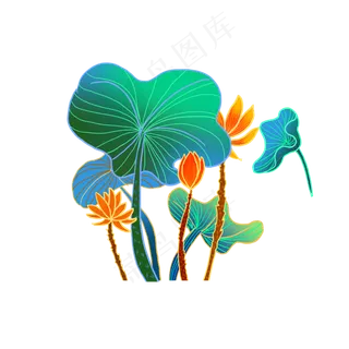 荷叶荷花流光溢彩设计可商用元素