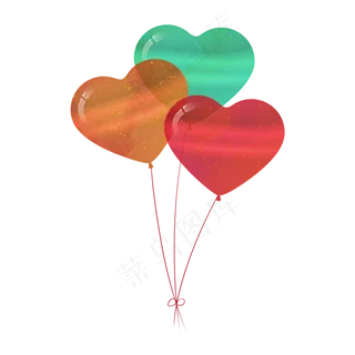 爱心金沙彩色气球七夕浪漫装点气,免抠元素