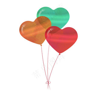 爱心金沙彩色气球七夕浪漫装点气,免抠元素