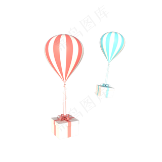 C4D立体情人节漂浮气球装饰素材,免抠元素