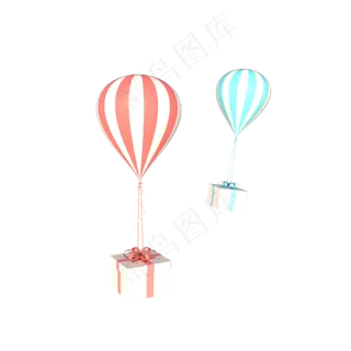 C4D立体情人节漂浮气球装饰素材,免抠元素