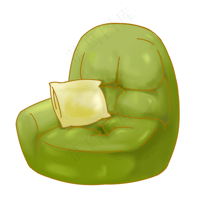 小俏皮单人布艺沙发,免抠元素(2000*2000px 300 dpi )psd模版下载