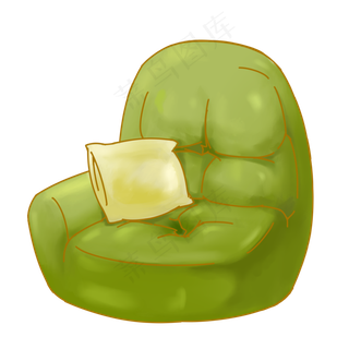 小俏皮单人布艺沙发,免抠元素