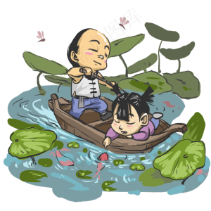 二十四节气夏至兄妹泛舟采莲