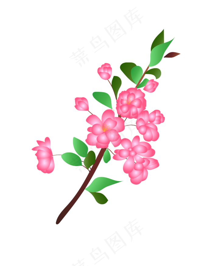 卡通免扣粉色花朵