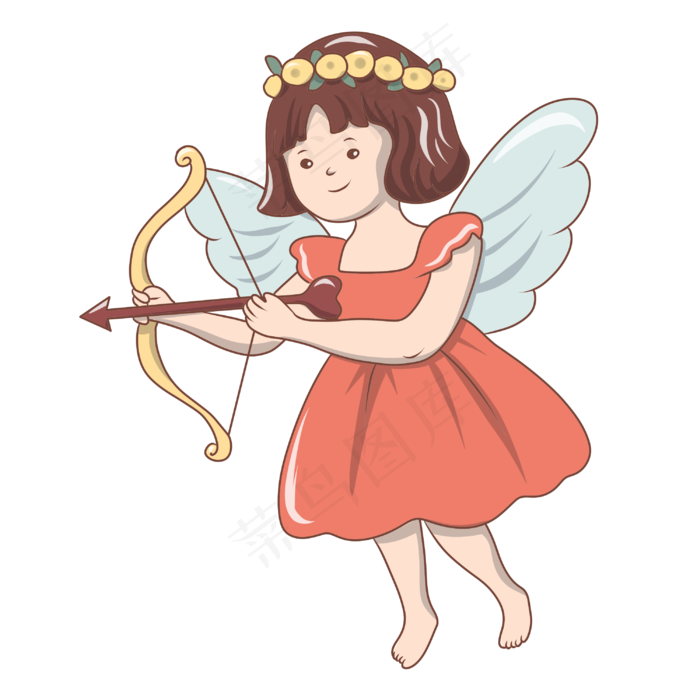 丘比特小女孩插画,免抠元素