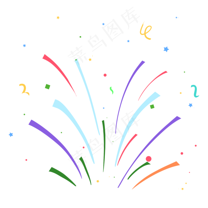 喷放的礼花和彩带,免抠元素(2000*2000px 300 dpi )psd模版下载