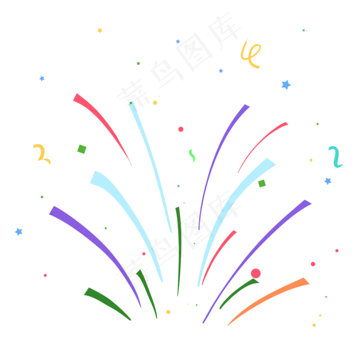 喷放的礼花和彩带,免抠元素(2000*2000px 300 dpi )psd模版下载