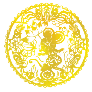烫金鼠年剪纸金色素材,免抠元素
