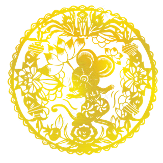 烫金鼠年剪纸金色素材,免抠元素