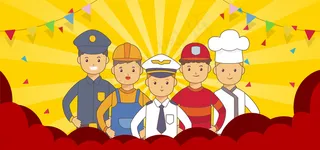 五一劳动节大气卡通banner