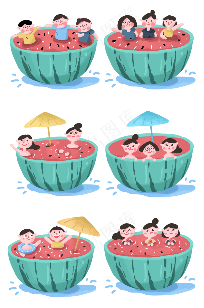 夏季炎炎夏日小孩们在西瓜里乘凉(2000X3020(DPI:300))psd模版下载