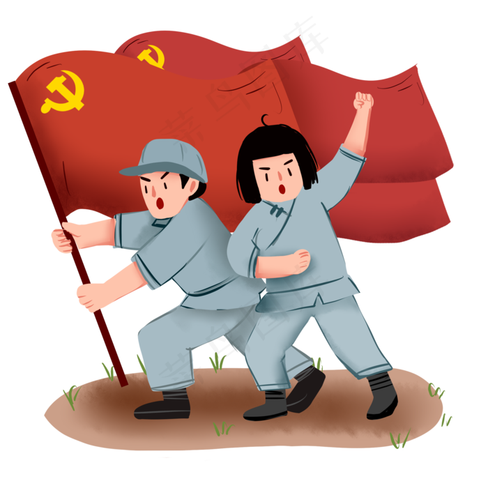 七一建党节建军节革命人物免抠PNG