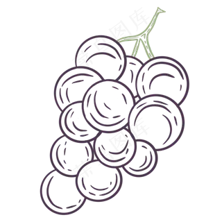 线条场景夏天水果蔬菜葡萄