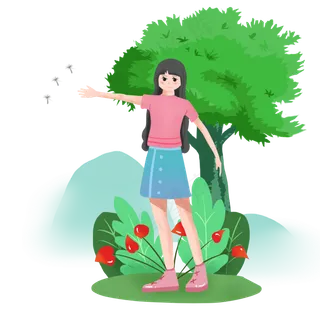 立夏女孩和树木