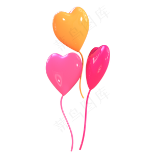 七夕情人节温馨浪漫爱心气球,免抠元素