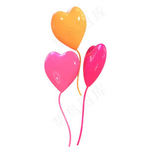 七夕情人节温馨浪漫爱心气球,免抠元素