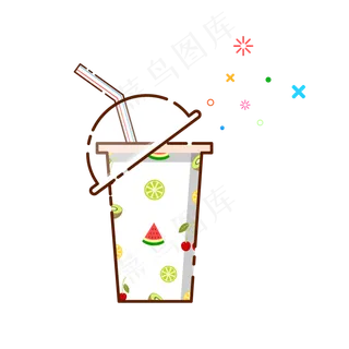手绘矢量MBE可爱小清新饮料