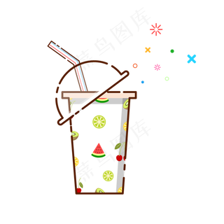 手绘矢量MBE可爱小清新饮料