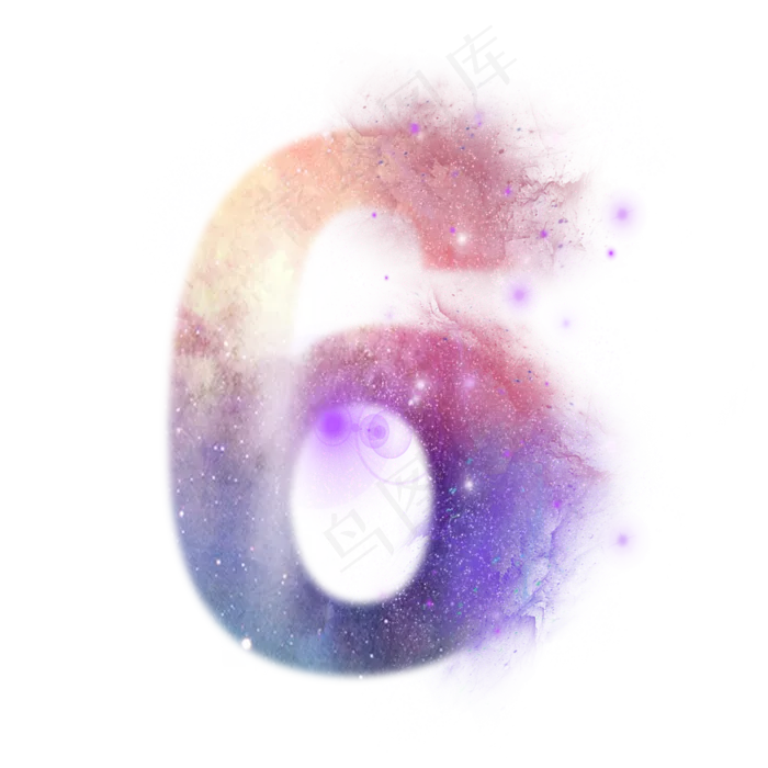 创意星空蓝色红色数字6,免抠元素艺术字(3000X3000(DPI:300))psd模版下载