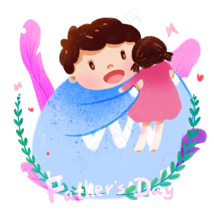 父亲节卡通夸张风温馨举高高的父