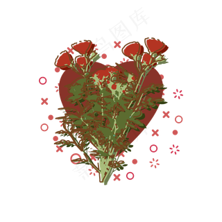 简约扁平MBE七夕情人节玫瑰花