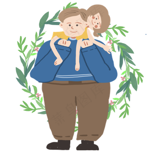 父亲节女儿趴在父亲肩上