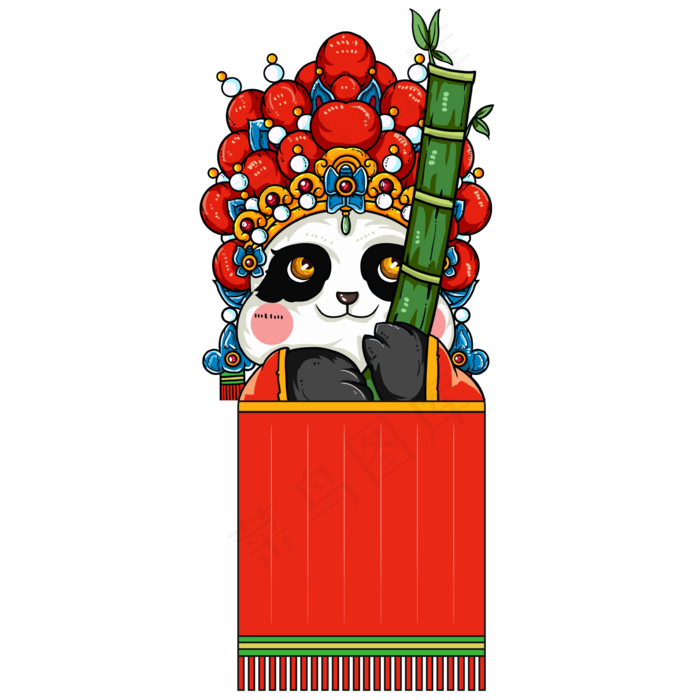 标题:国潮熊猫书签