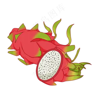 手绘卡通火龙果水果
