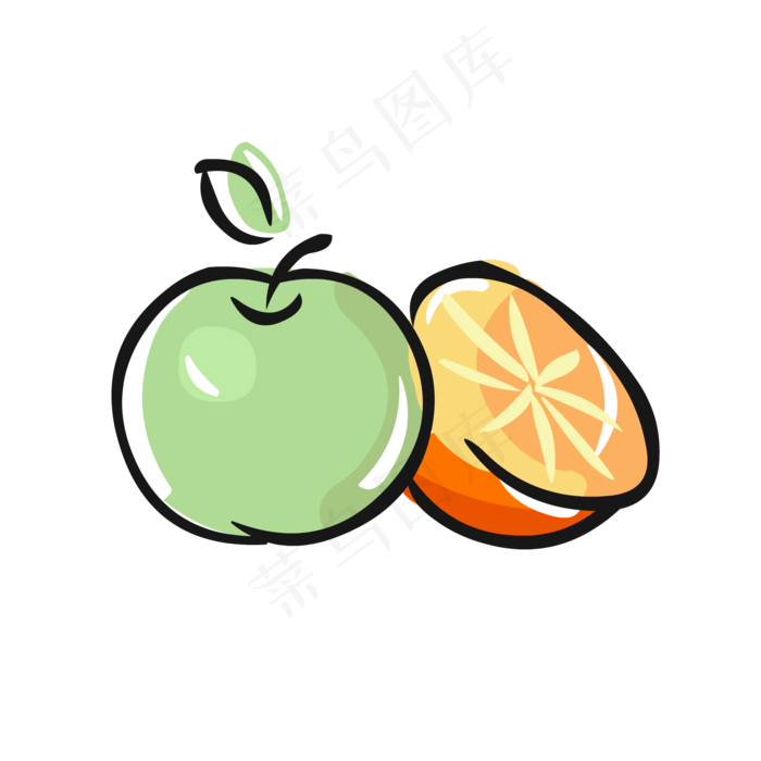 食物元素手绘可爱卡通美食水果