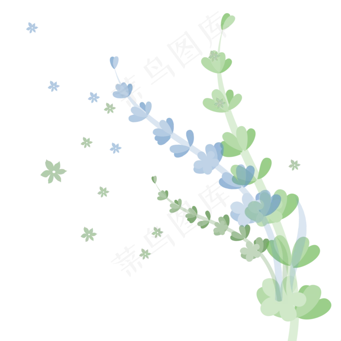 紫绿矢量通用薰衣草枝条(2000X2000(DPI:300))psd模版下载