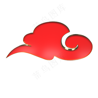 中国风红色金边祥云,免抠元素