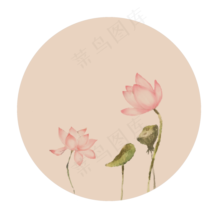 中国风古典古风荷花矢量图