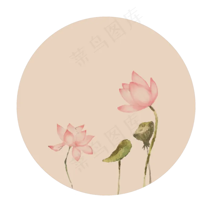 中国风古典古风荷花矢量图(2000X2000(DPI:300))psd模版下载