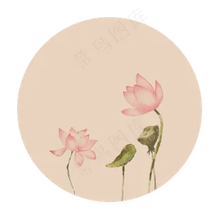 中国风古典古风荷花矢量图