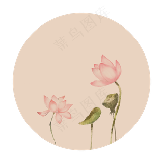 中国风古典古风荷花矢量图